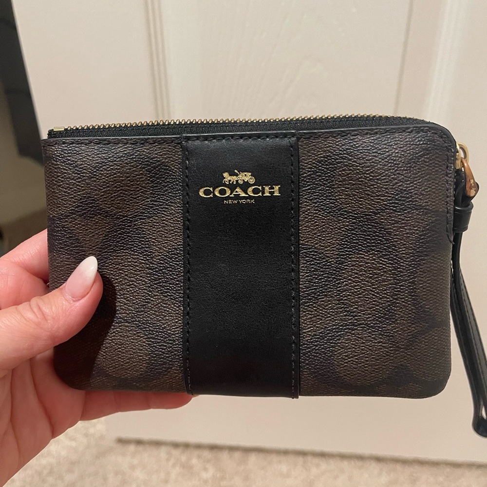 Coach wristlet, brown, small wallet